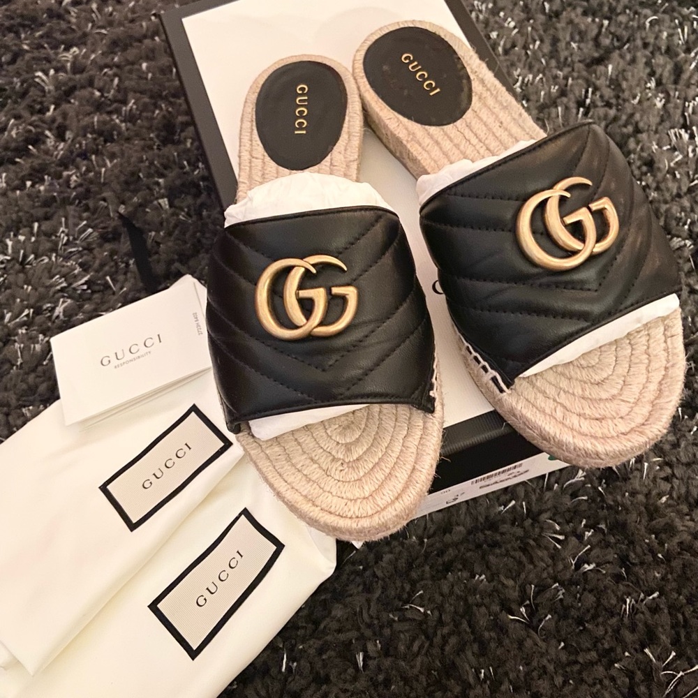 Gucci GG Marmont Espadrille Slides